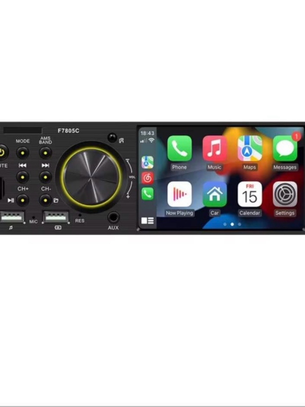 Car Stereo Receiver with Touchscreen and Bluetooth - Black/Yellow Accent